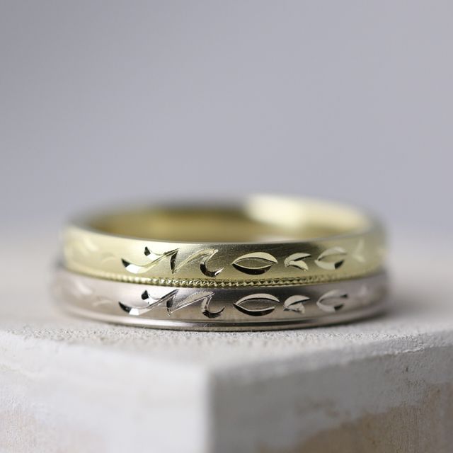 【atelier Kiona(アトリエキオナ)の口コミ】 2人の思い出や好みを全て反映させた完全オリジナルデザインの結婚指輪です…