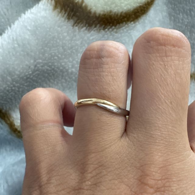 【宝寿堂(ほうじゅどう)の口コミ】 K18イエローゴールドとPT950の2つを使ったリングで2色面やゴールドのみプ…