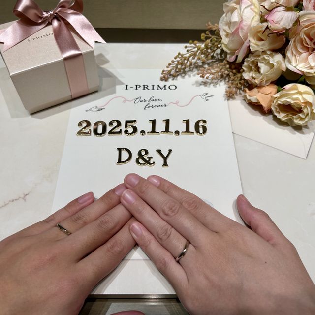 【アイプリモ(I-PRIMO)の口コミ】 女性だけダイヤモンドが入ってるものが多い中、全く同じデザインでお揃い…