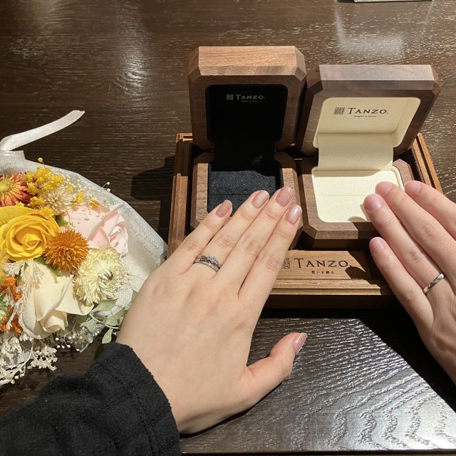 【TANZO.(鍛造指輪)の口コミ】 彼とおそろい感のあるデザインにこだわりました。結婚指輪にメレダイヤは…