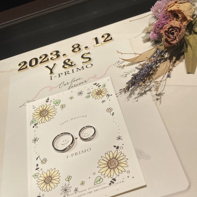 【アイプリモ(I-PRIMO)の口コミ】 婚約指輪が同じブランドだったので、それに合わせてウェーブの結婚指輪に…