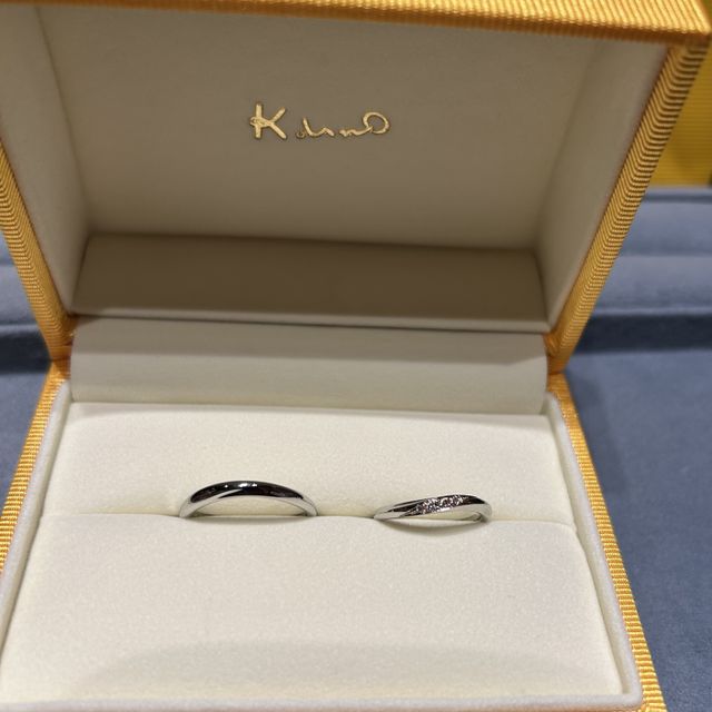 【ケイウノ ブライダル(K.UNO BRIDAL)の口コミ】 初めて来店した時からピンクゴールドの指輪にしか目がいかなくて、絶対ピ…