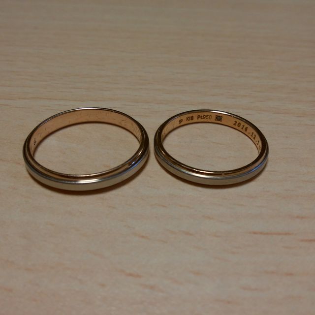 【アイプリモ(I-PRIMO)の口コミ】 漠然と結婚指輪はプラチナだと思っていたのですが、ピンクゴールドと組み…