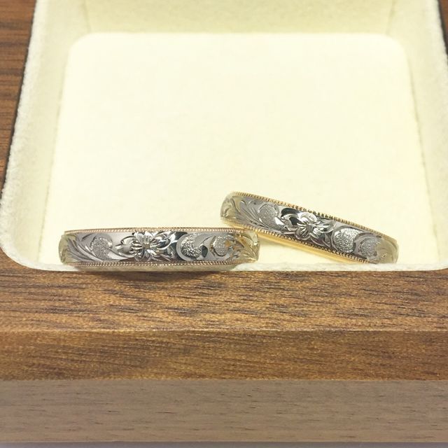 【Makana(マカナ)の口コミ】 中央にあしらわれたお花にパッと目を引かれたのが、こちらの指輪に決めた…
