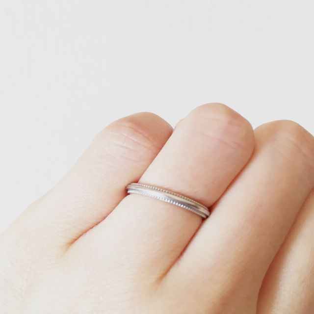 【4℃ BRIDAL(ヨンドシーブライダル)の口コミ】 お揃いで着けたいという気持ちがあったので、彼の指に合うデザインを選び…