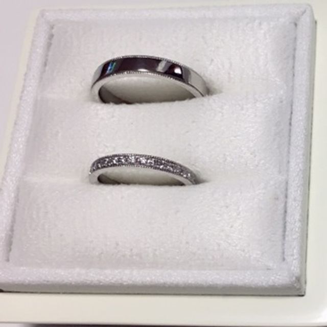 【LUCIE(ルシエ)の口コミ】 結婚指輪は、ミル打ち、プラチナ、ハーフエタニティタイプと決めていまし…