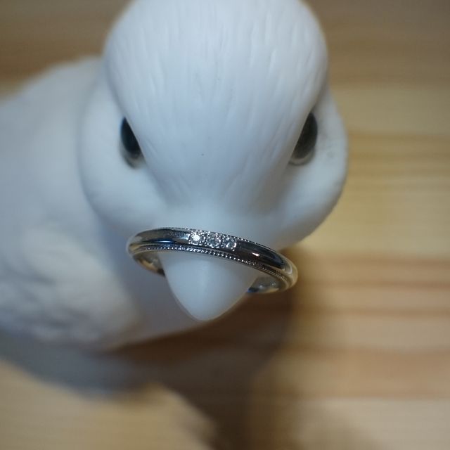 【TRECENTI(トレセンテ)の口コミ】 シンプルだけど主張しすぎない指輪を探しました。旦那さんの要望はミル打…