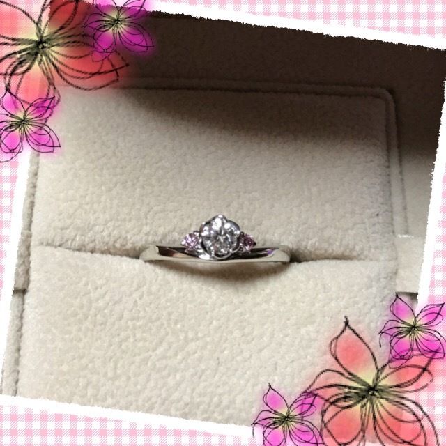 【TRECENTI(トレセンテ)の口コミ】 ピンク色が好きなので、指輪をお店に見に行く前からピンクダイヤの入った…