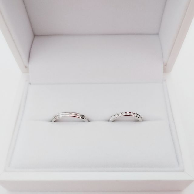 【ギンザタナカブライダル(GINZA TANAKA BRIDAL)の口コミ】 マリッジリングはハーフエタニティと決めていました。細めのものはファッ…