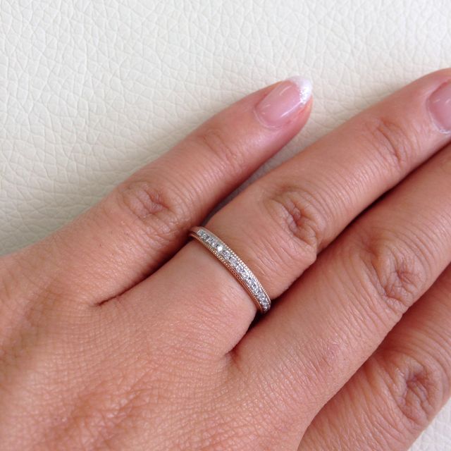 【Ponte Vecchio(ポンテヴェキオ)の口コミ】 デザインに一目惚れしました！プラチナだけでなく、縁の部分がゴールドな…