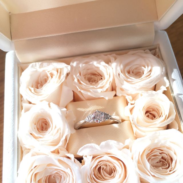 【ギンザタナカブライダル(GINZA TANAKA BRIDAL)の口コミ】 メレダイヤが左右に３つづつついた指輪のデザインが気に入ったのと、期間…