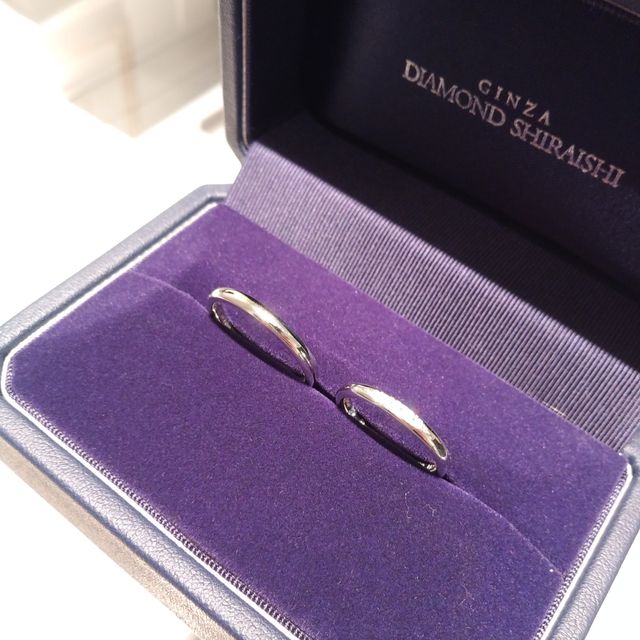 【銀座ダイヤモンドシライシの口コミ】 デザインがドストライクでした。キラキラしつつも、大道のシンプルなプラ…