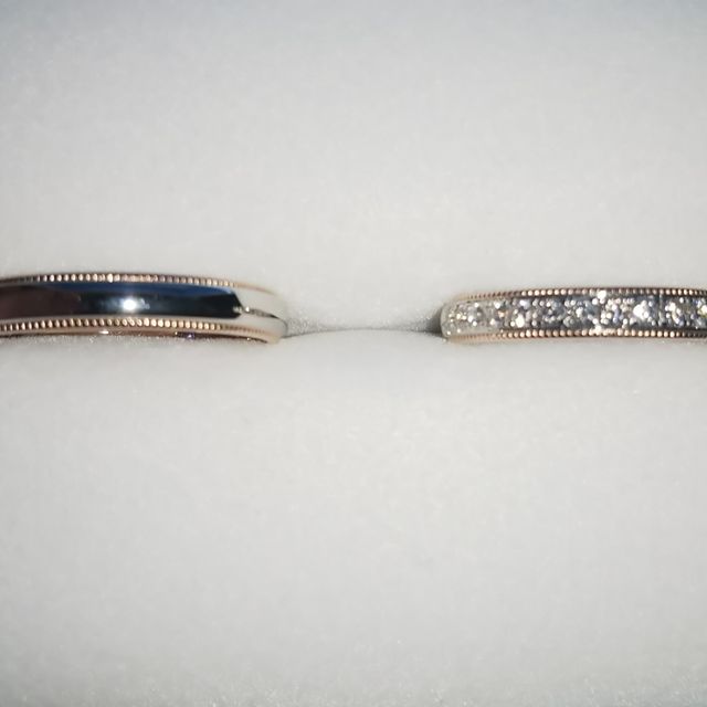 【GALA JEWELRY(ガラジュエリー)の口コミ】 セミオーダーです。二人ともコンビ・ミル打ちののデザインを希望しており…