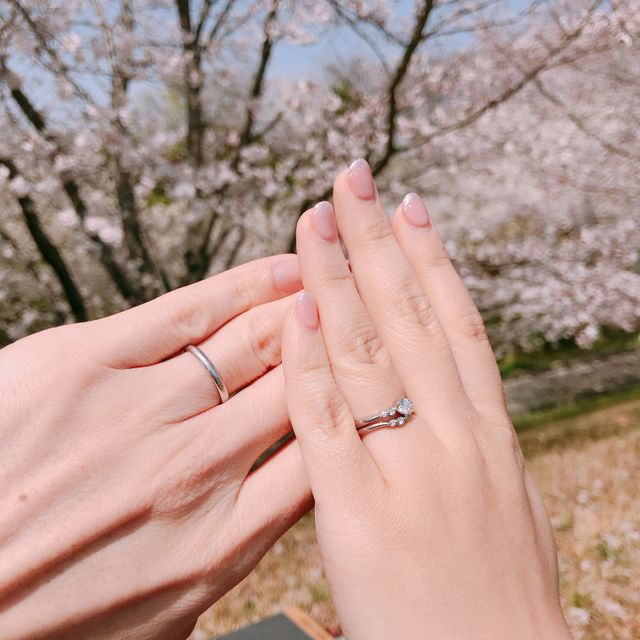 【ヴァンドーム青山(VENDOME AOYAMA)の口コミ】 マリッジとエンゲージを重ね付けした時のマッチ感。別ブランド同士を合わ…