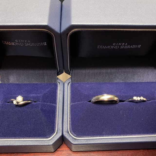 【銀座ダイヤモンドシライシの口コミ】 ダイヤモンドの指輪を重ね付けしたかったので、メインの石が引き立つデザ…
