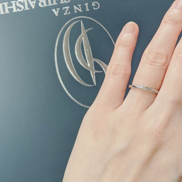 【銀座ダイヤモンドシライシの口コミ】 デザインがとても素敵でした！どこから見てもダイヤの繊細な輝きが見えま…