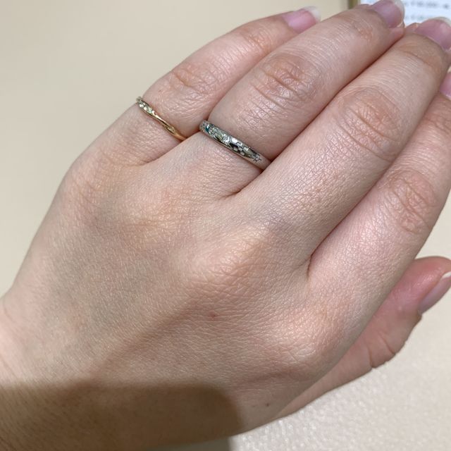 【琉球の口コミ】 いろいろなリングを見た中でも、沖縄らしいミンサーの模様が入った結婚指…