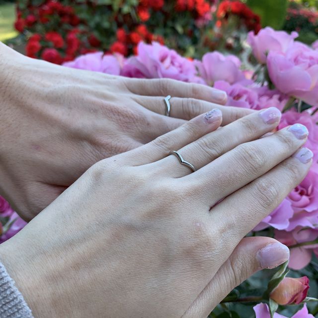 【ケイウノ ブライダル(K.UNO BRIDAL)の口コミ】 探している指輪は、お互い指が細くて短いので手が綺麗に見える華奢なリン…