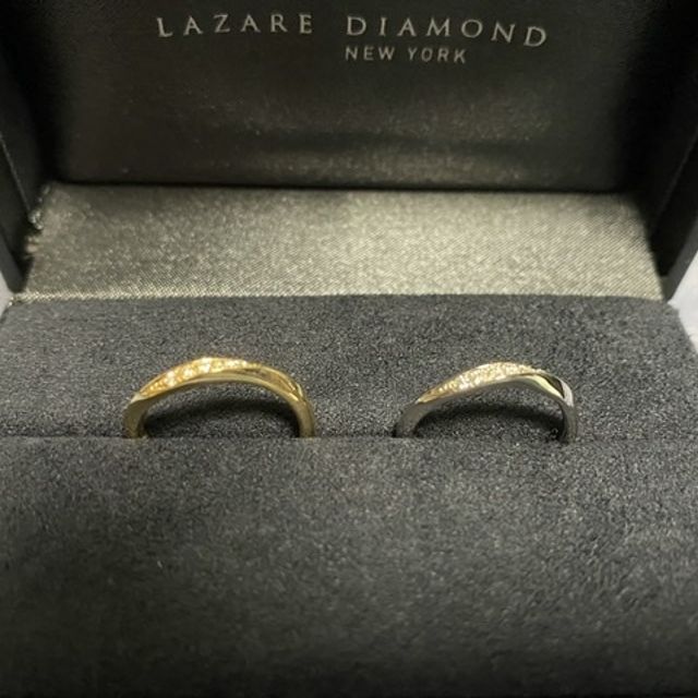 【ラザール ダイヤモンド(LAZARE DIAMOND)の口コミ】 派手すぎず控えめすぎすバランスが良いです。5つのダイヤモンドが少しうね…