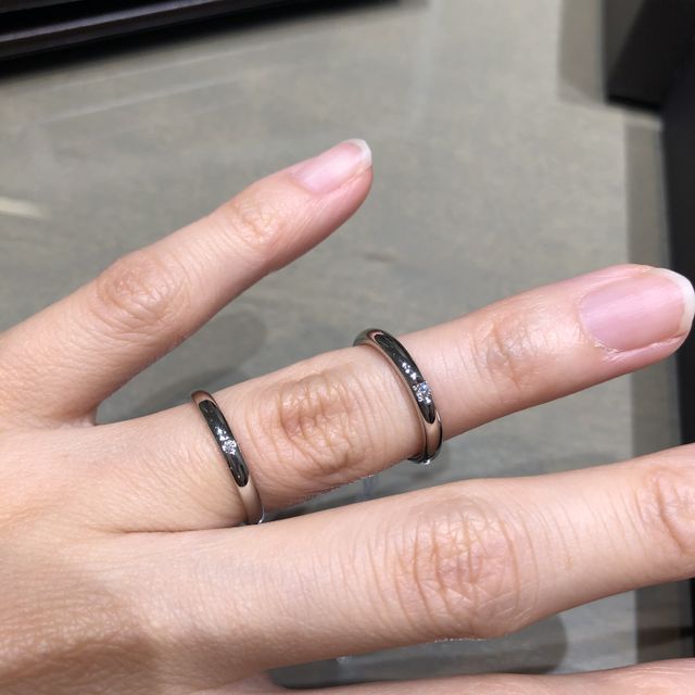 【アイプリモ(I-PRIMO)の口コミ】 初めての指輪下見だったので、ストレート・ウェーブ・V字と全ての形を試着…