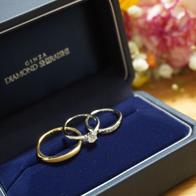 【銀座ダイヤモンドシライシの口コミ】 婚約指輪はリングが細いデザインなのでダイヤが大きく見えるのが良かった…