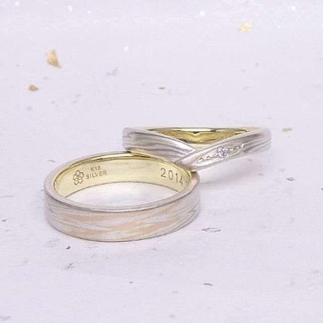 【杢目金屋(もくめがねや)の口コミ】 6色の金属を混ぜて、1枚の板を作り、そこから2人の指輪を仕上げていってく…