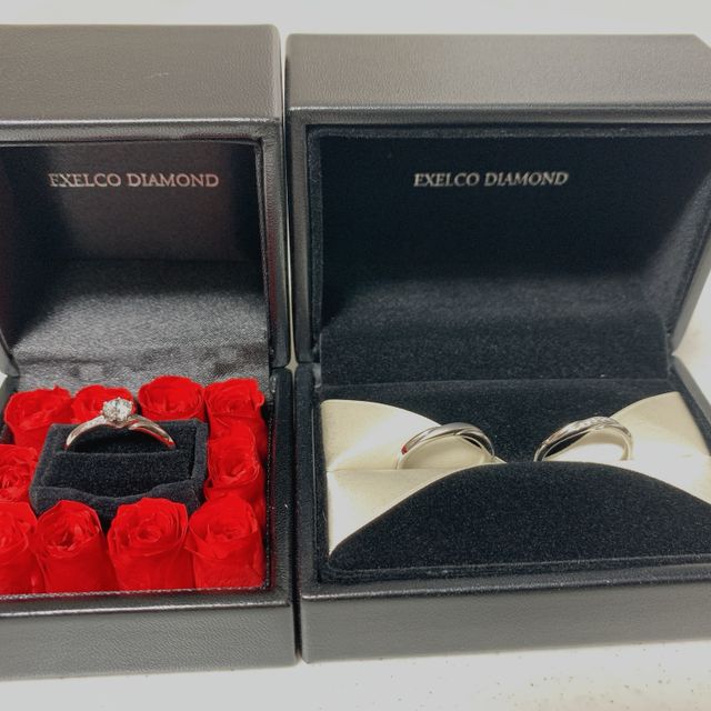 【エクセルコダイヤモンド(EXELCO DIAMOND)の口コミ】 プロポーズでダイヤモンドをもらい、リング選びに店頭に行きました。その…