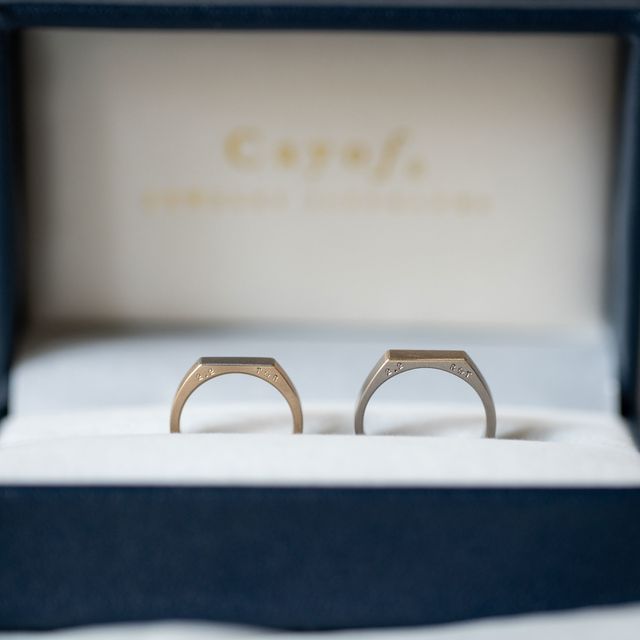 【Cayof(カヨフ)の口コミ】 印台のあるデザインが珍しく、シンプルでいて石が付いていないのに華やか…