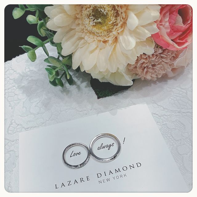 【ラザール ダイヤモンド(LAZARE DIAMOND)の口コミ】 気になるデザインを試させていただいたのですが、ペアにすると旦那さんの…