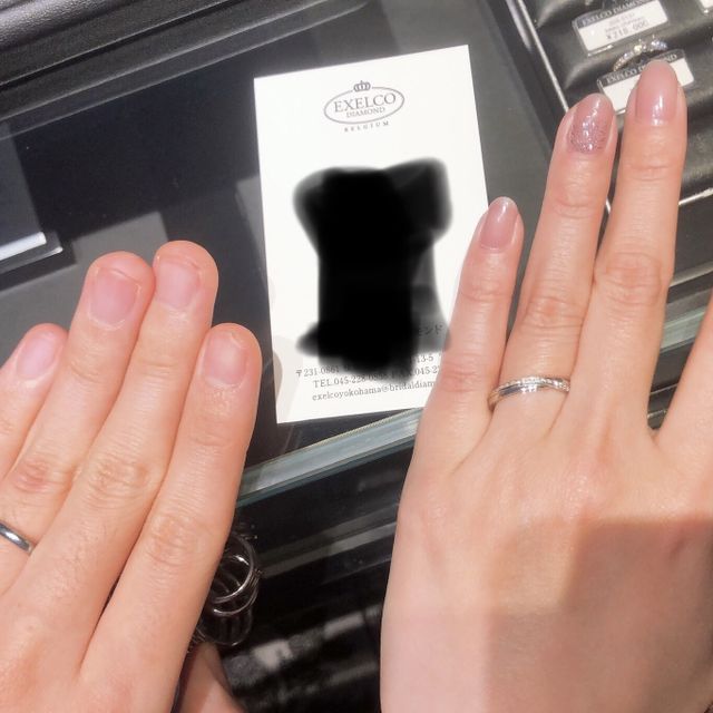 【エクセルコダイヤモンド(EXELCO DIAMOND)の口コミ】 一生自分の指で輝く結婚指輪にはこだわりたいと思ってました。自分がキラ…