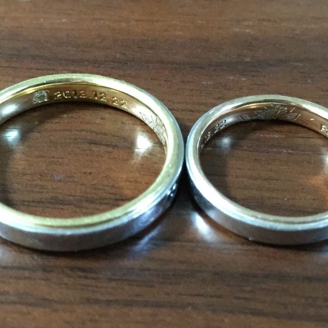 【ケイウノ ブライダル(K.UNO BRIDAL)の口コミ】 私たちの好きなゴールドとピンクゴールドがさりげなく入っていること、シ…