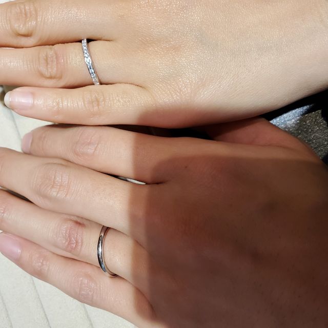 【TRECENTI(トレセンテ)の口コミ】 ピンクゴールドのマリッジリングがかわいく、大きさ、太さもちょうど良い…