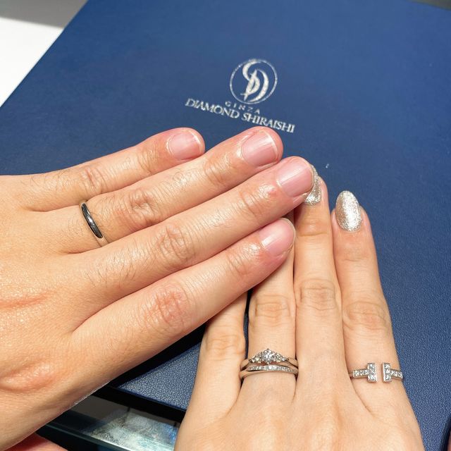 【銀座ダイヤモンドシライシの口コミ】 立て爪の王道な婚約指輪ではなく休みの日にも使えそうなデザインの物を探…