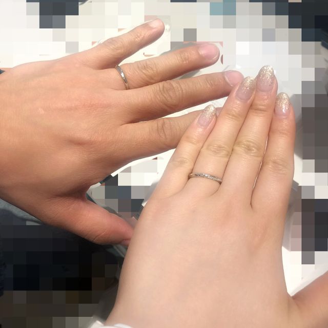 【銀座ダイヤモンドシライシの口コミ】 色々つけてみて、お互いに1番デザインが気に入ったものにした所、同じデザ…