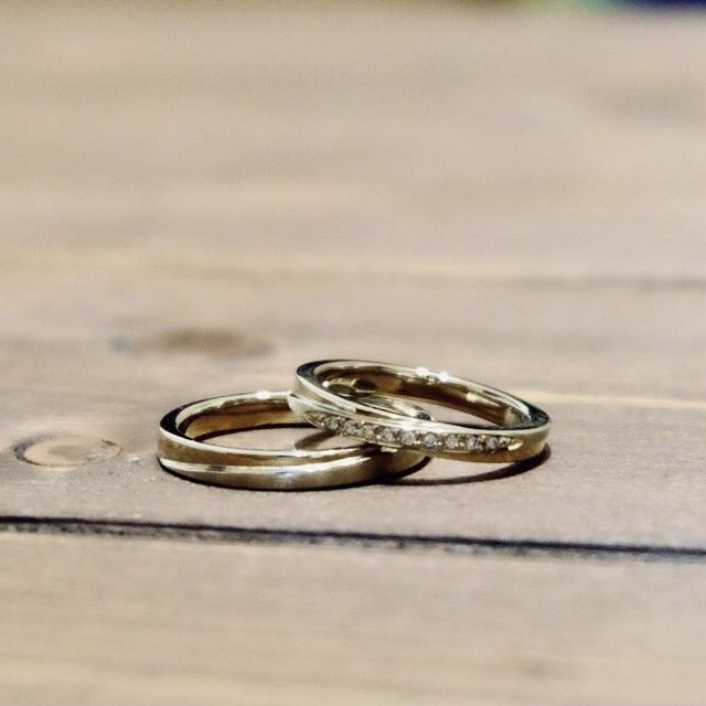 【湘南彫金工房 andfuseの口コミ】 自分達でデザインを決められるのが決め手でデザインは色がシャンパンゴー…