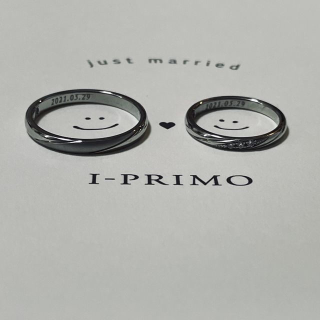 【アイプリモ(I-PRIMO)の口コミ】 細さ　女性側のダイアの数ミル　男性側のデザイン、艶消しが可能　つけた…