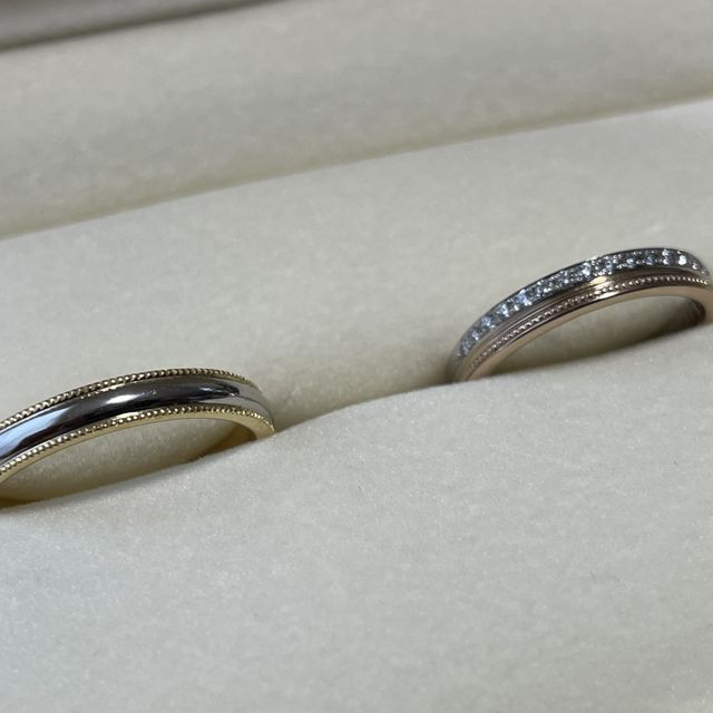【ケイウノ ブライダル(K.UNO BRIDAL)の口コミ】 2色使いで2段のデザインで上段にはダイヤが入っている指輪を探していまし…