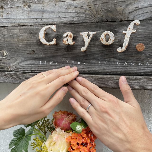 【Cayof(カヨフ)の口コミ】 指輪の太さやテクスチャーにこだわりを出したかったため、フルオーダーに…