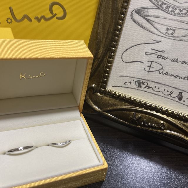 【ケイウノ ブライダル(K.UNO BRIDAL)の口コミ】 初めに2人の出会いや趣味好きなものから目の前でデザイナーさんが刻印を考…