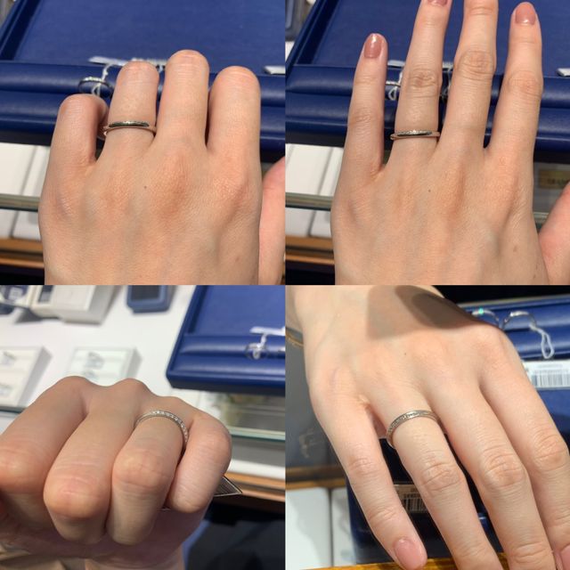 【銀座ダイヤモンドシライシの口コミ】 ダイヤ面を上部にして着用した際の華やかさに一目惚れしました。小粒のダ…