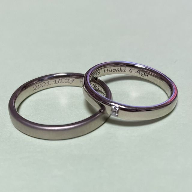 【ケイウノ ブライダル(K.UNO BRIDAL)の口コミ】 お互い指輪のイメージを話し合いシンプルで長く身につけられるものがいい…