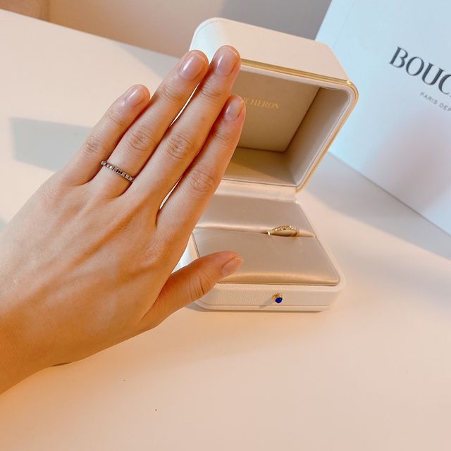 【ブシュロン(BOUCHERON)の口コミ】 婚約指輪と重ね付けして似合うストレートのタイプのものを探していてあが…