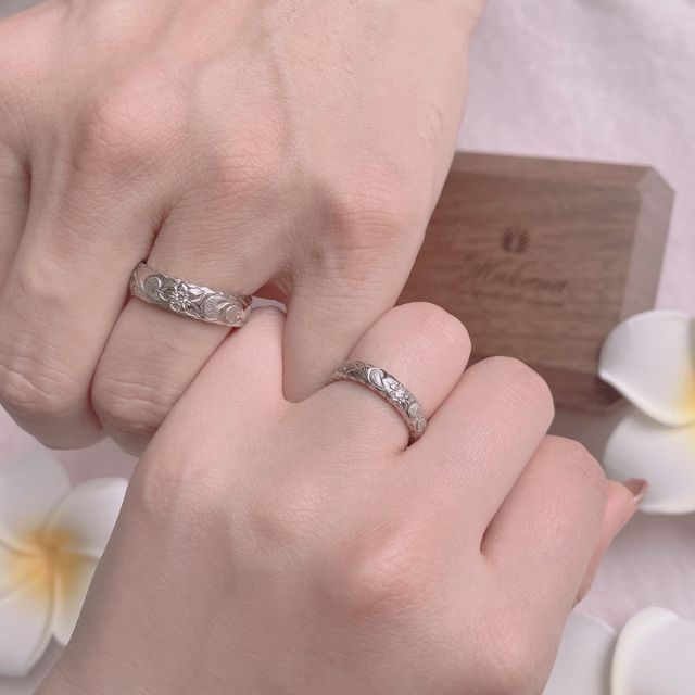 【Makana(マカナ)の口コミ】 2人共、元々ハワイアンジュエリーが好きで婚約した時から主人に結婚指輪は…