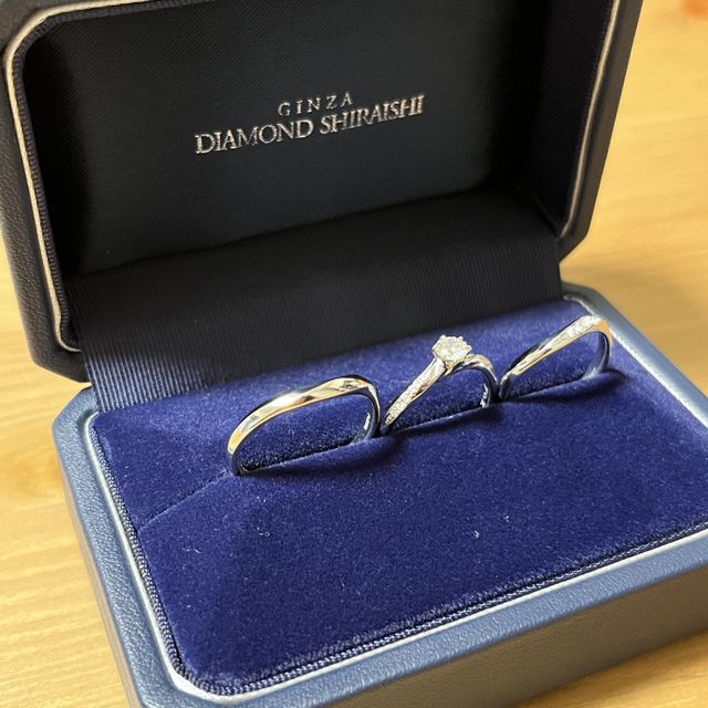 【銀座ダイヤモンドシライシの口コミ】 婚約指輪がダイアモンドシライシだったので、結婚指輪も同じブランドにし…