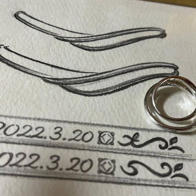 【ケイウノ ブライダル(K.UNO BRIDAL)の口コミ】 専属デザイナーさんが指輪に合うデザイン画を描いてくれて、実際にイメー…