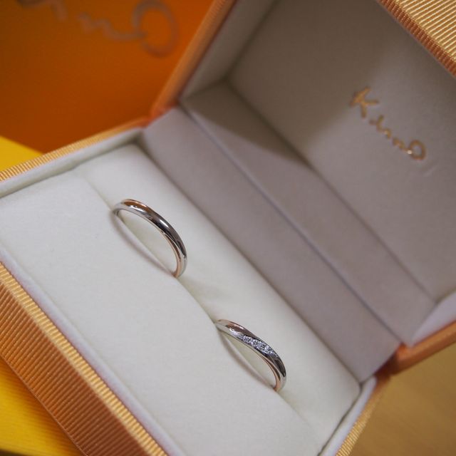 【ケイウノ ブライダル(K.UNO BRIDAL)の口コミ】 ピンクゴールドのラインがお気に入りです！Instagramで見た時から、こうい…