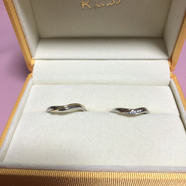 【ケイウノ ブライダル(K.UNO BRIDAL)の口コミ】 結婚指輪を探しているときに、プラチナとゴールドやプラチナとピンクゴー…
