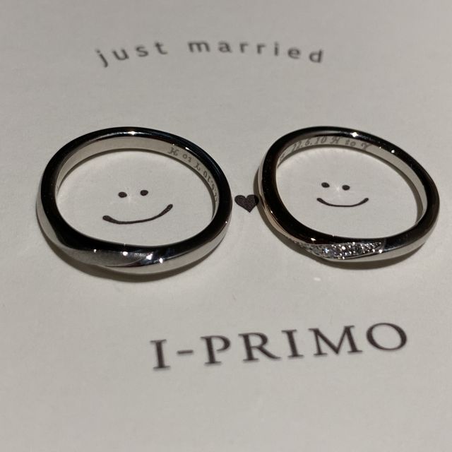 【アイプリモ(I-PRIMO)の口コミ】 複数の店舗で何種類もの指輪を試着して、その中で一番自分たちの指にしっ…