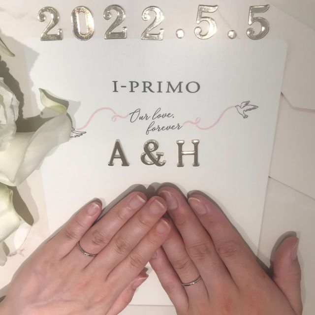 【アイプリモ(I-PRIMO)の口コミ】 店内いろいろ試着いたしましたが、指輪のデザインがシンプルで長年愛用で…