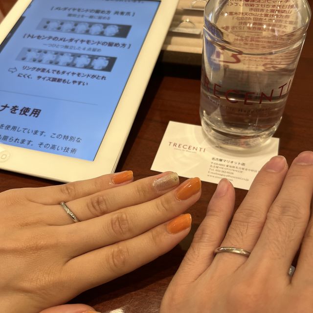 【TRECENTI(トレセンテ)の口コミ】 トレセンテの指輪は一般的な内甲丸とは違い、断面が楕円形になっておりつ…